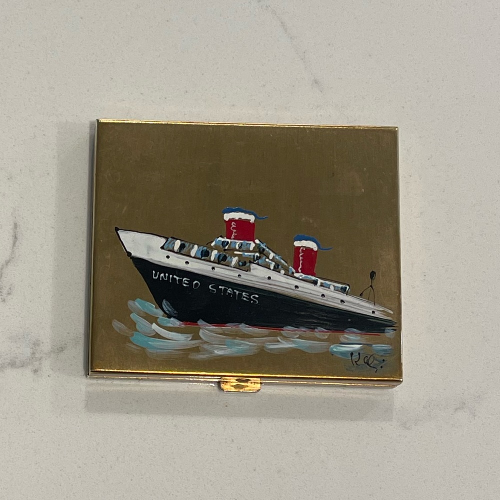 Cleaned Antique Hand-painted Compact